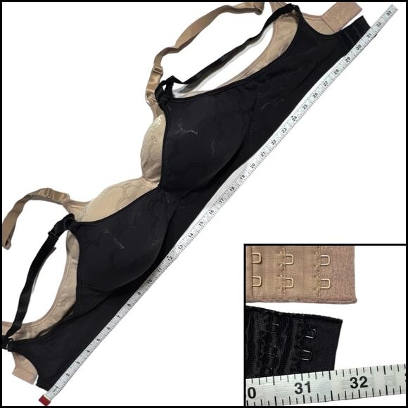 Bali Comfort Revolution Wire Free Bra Bundle Adjustable Straps Nude Black - Picture 10 of 11